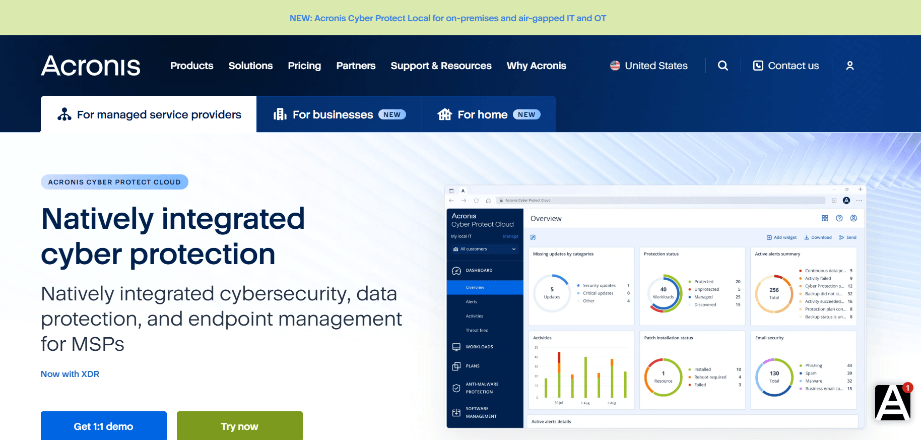 Acronis Cyber Protect Website Screenshot