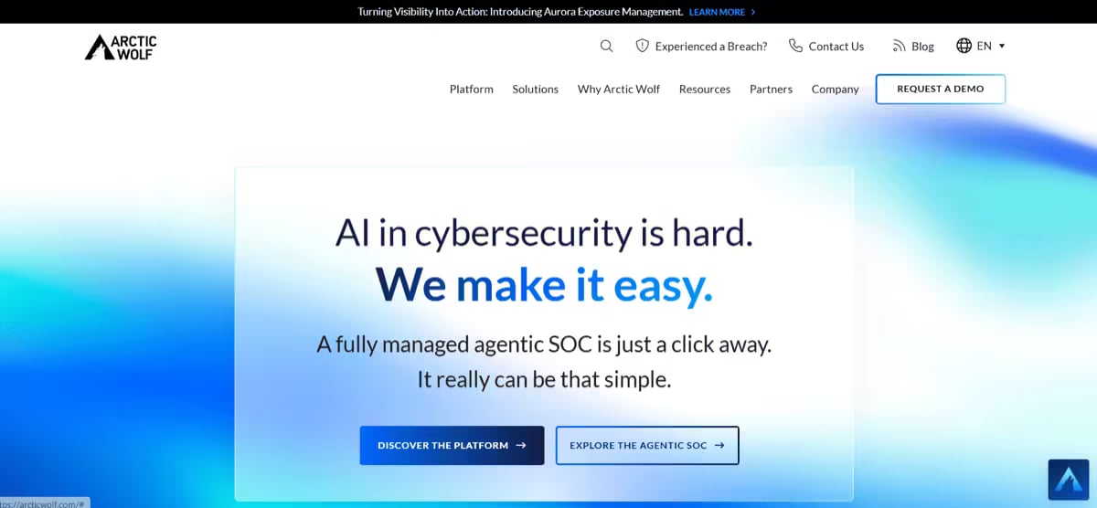 Arctic Wolf Website Screenshot