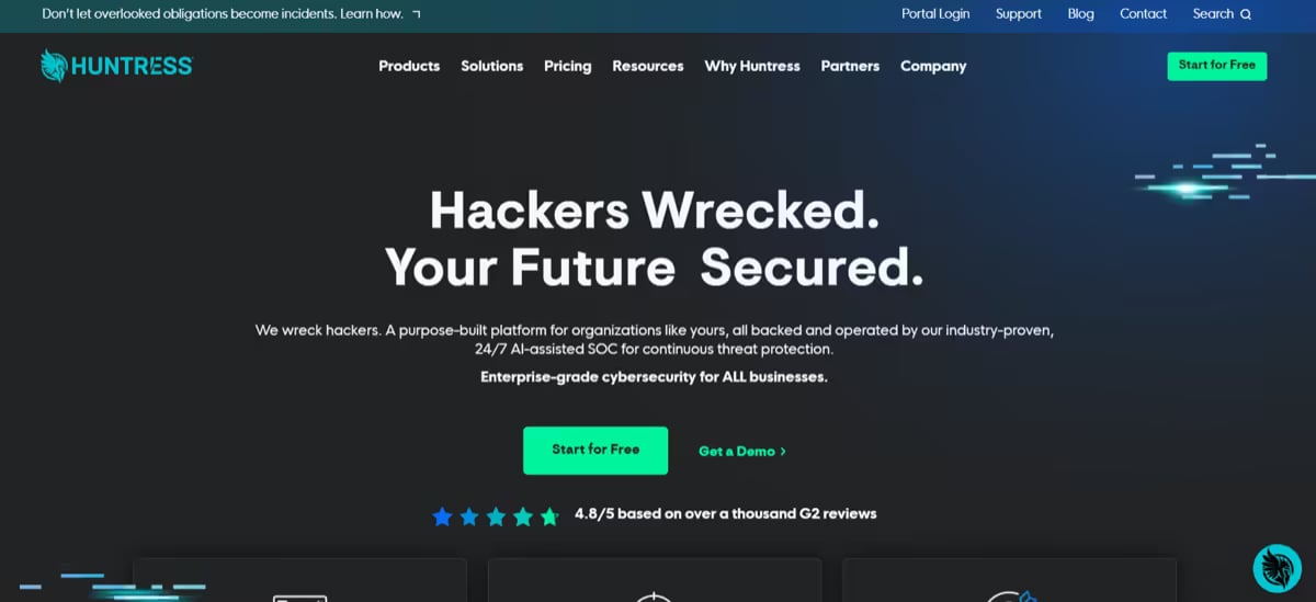 Huntress Website Screenshot