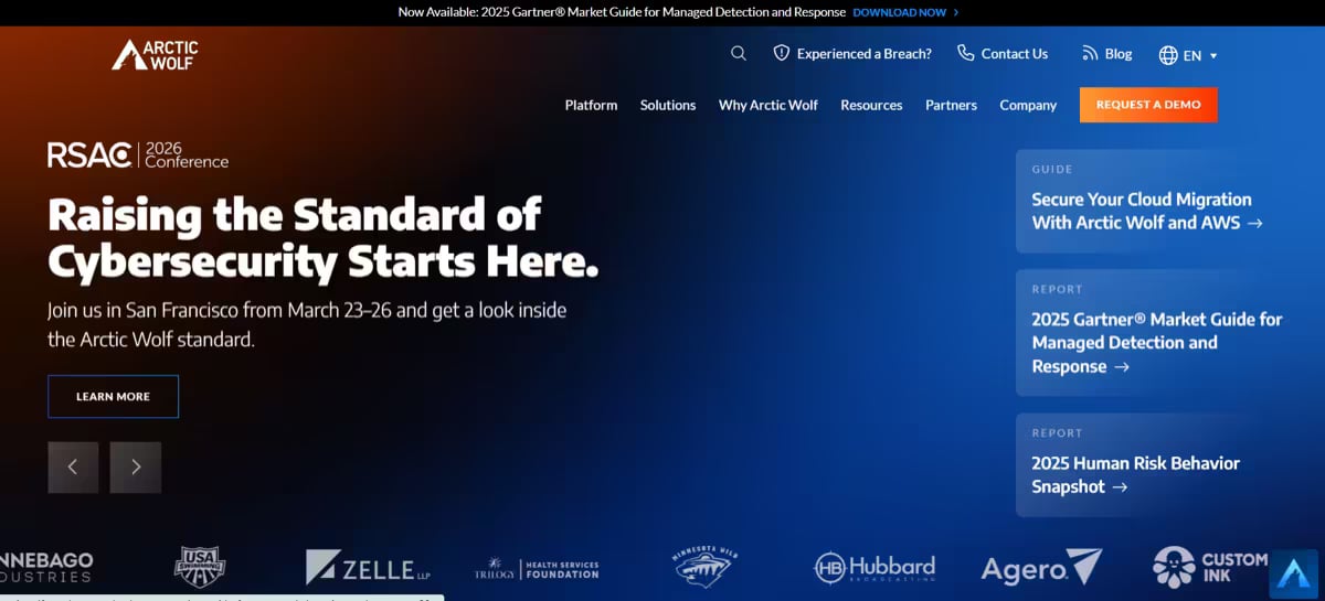 Arctic Wolf Website Screenshot