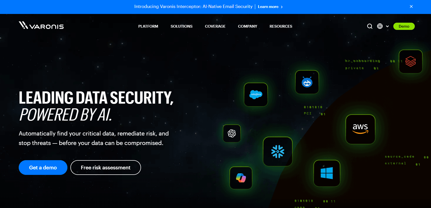 Varonis Website Screenshot